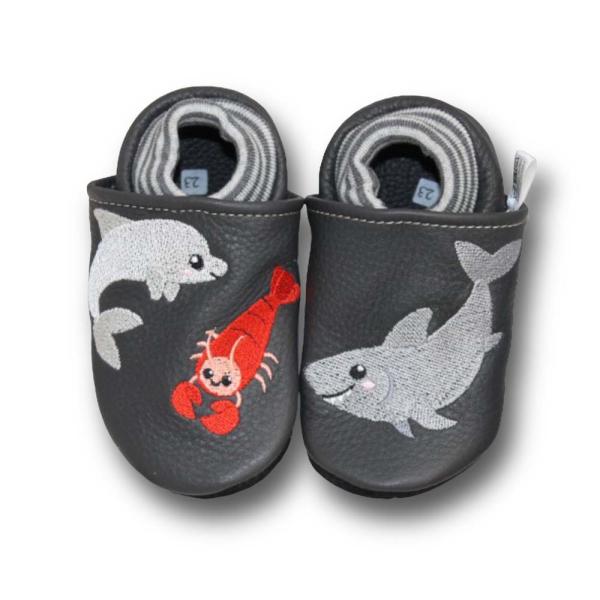 Krabbelschuhe Hai, Delfin & Krabbe